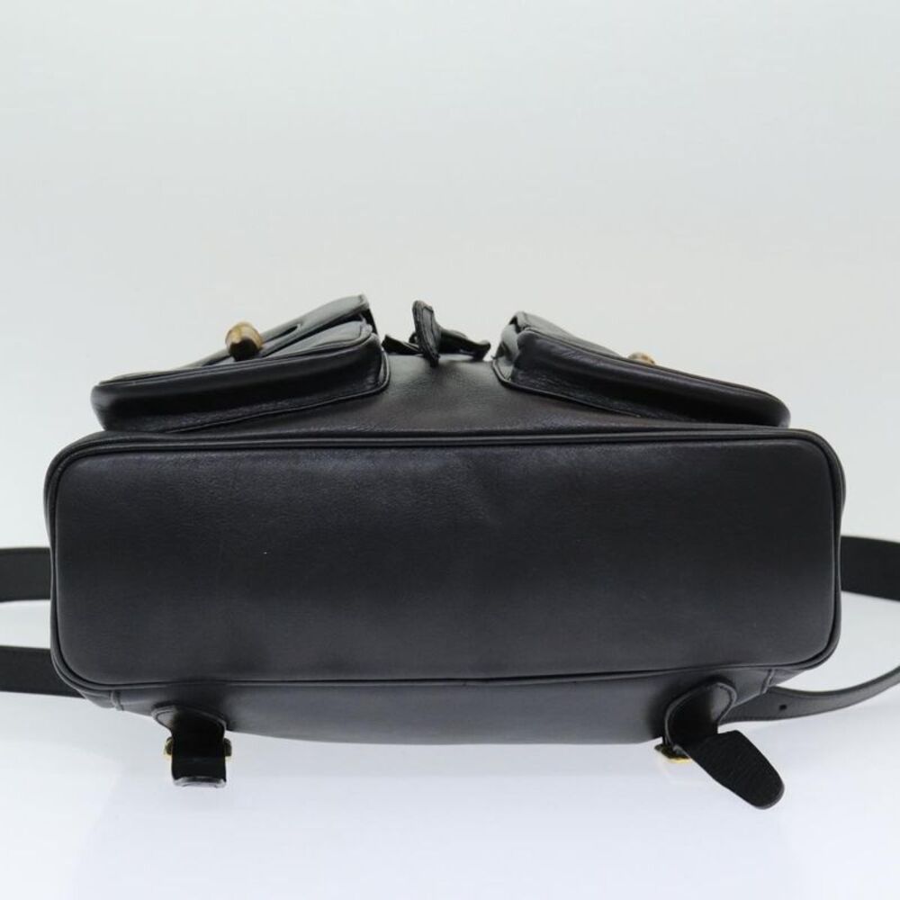 Gucci Vintage Bamboo Backpack Leather Black Leather Backpack Bag - Picture 14 of 16